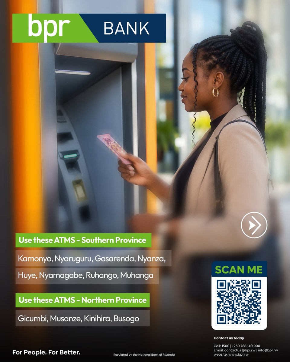 BPRbankrw's tweet photo. Wherever you are, there's a BPR ATM closer to you.
Swipe through, find your nearest location and enjoy convenient banking when you need it.

#ForPeopleForBetter
#ImbereCyane https://t.co/ejegqoMjeu