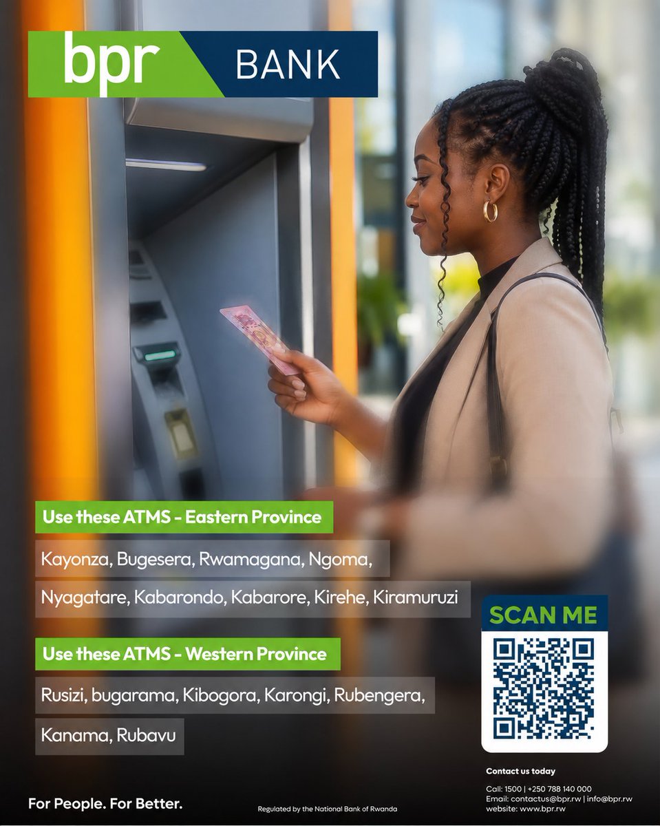 BPRbankrw's tweet photo. Wherever you are, there's a BPR ATM closer to you.
Swipe through, find your nearest location and enjoy convenient banking when you need it.

#ForPeopleForBetter
#ImbereCyane https://t.co/ejegqoMjeu