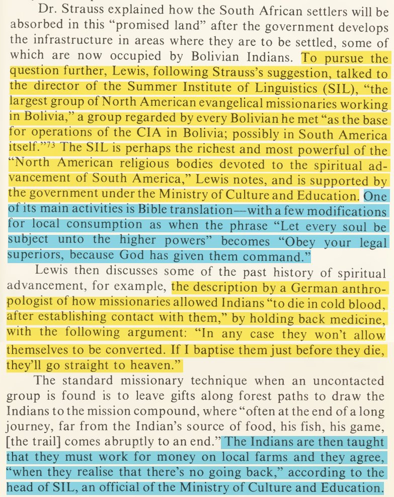 toxictiramisu's tweet photo. Rockefellers' oil empire &amp; political networks worked hand in hand w/ evangelicalism to enslave &amp; exterminate Indigenous Latin Americans in the name of anti-communism, using the Bible to enforce obedience while seizing their land to benefit CIA backed dictators &amp; US corporations. https://t.co/Oz3yOBokxH