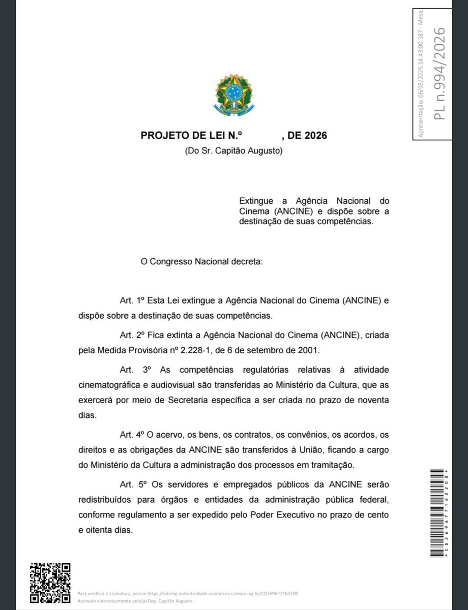 ssryan012's tweet photo. tem um VERME DESGRAÇADO de nome capitão augusto que, mau reeleito  (PL, obviamente), instituiu um projeto de lei que preve a EXTINÇÃO DA ANCINE. 

o órgão mais importante na retomada do nosso cinema desde o desmonte do collor.

por favor, vote contra. 
https://t.co/GppNB7uM4l https://t.co/Elk4T9Ikm3