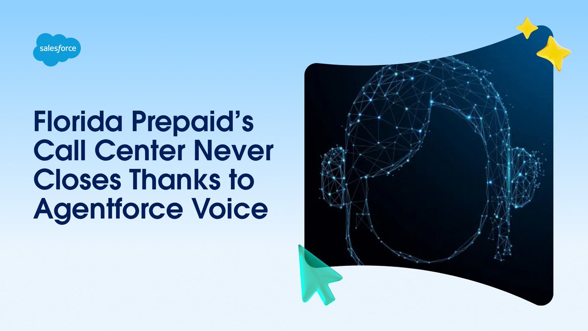 ServiceCloud's tweet photo. 75% of business-hours calls. 100% of after-hours calls.

Florida Prepaid uses Agentforce Voice to answer families' questions around the clock, and hands sensitive calls to live reps.

Learn more: https://t.co/3pBjtZhEAM https://t.co/PkCvGCPURw
