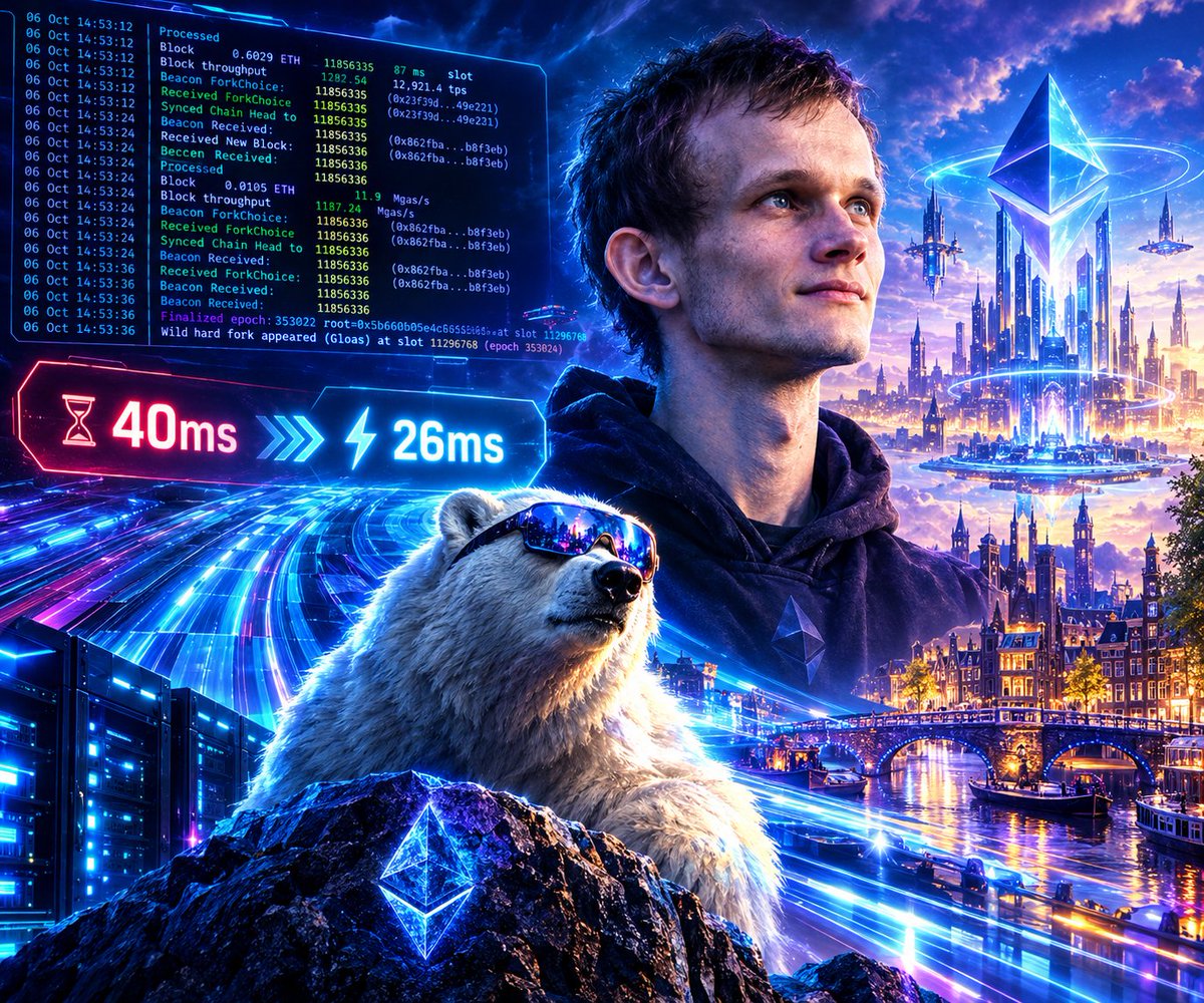 0xbigt1999's tweet photo. @fede_intern @ethrex_client @ethereum 40ms → 26ms. Ethereum clients just got faster. 

That’s the kind of performance leap Glamsterdam is built to amplify: faster execution, more headroom, stronger rails. 
@GLAMSTERDAM_ETH 🐻‍❄️🐻‍❄️🐻‍❄️
CA: 0x04FDd5758239bc28C043Cd2Bc03d9d20BC4a57b8 https://t.co/Q13haJ5eIV