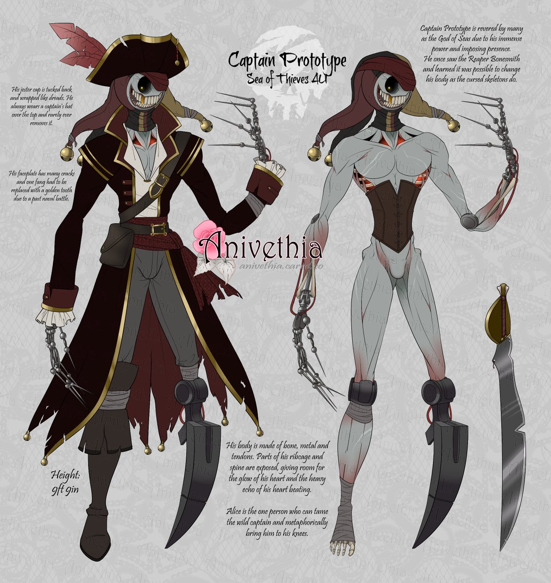 Anivethia's tweet photo. With help from my friend @morbid_fantasie, Captain Proto's body is fully designed! I was so excited to update his reference ^^ Here you can see how his heart glows from the chest cavity 🥰 https://t.co/r7mJtKqfUT