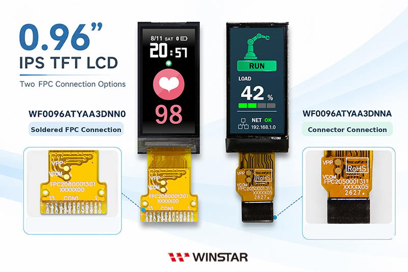 WinstarDisplay's tweet photo. Same display specs. Two FPC connection options.

WINSTAR’s new 0.96" WF0096ATYAA3DNNA uses connector connection, while WF0096ATYAA3DNN0 uses soldered FPC connection.

▪️0.96" IPS | 80x160 | SPI | 500 cd/m²

🔗https://t.co/beXVt41Jpp

#TFTLCD #WINSTAR https://t.co/AdqS11Q2QP