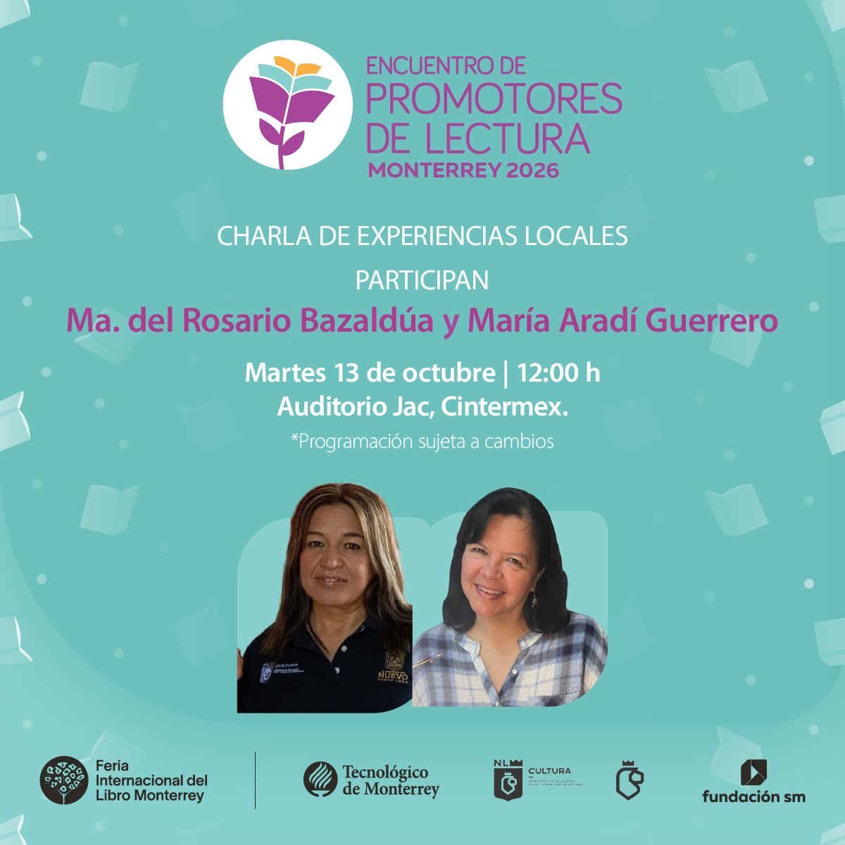 FundacionSMmx's tweet photo. Leer es un acto de rebeldía. 📚
Conoce experiencias locales en el Encuentro de Promotores de Lectura de la #FILMTY2026.
🗓️ 13 oct.
En vivo: https://t.co/y4abMkFk6A
Registro: https://t.co/U7414xaDTp https://t.co/nn5m4tLC1R