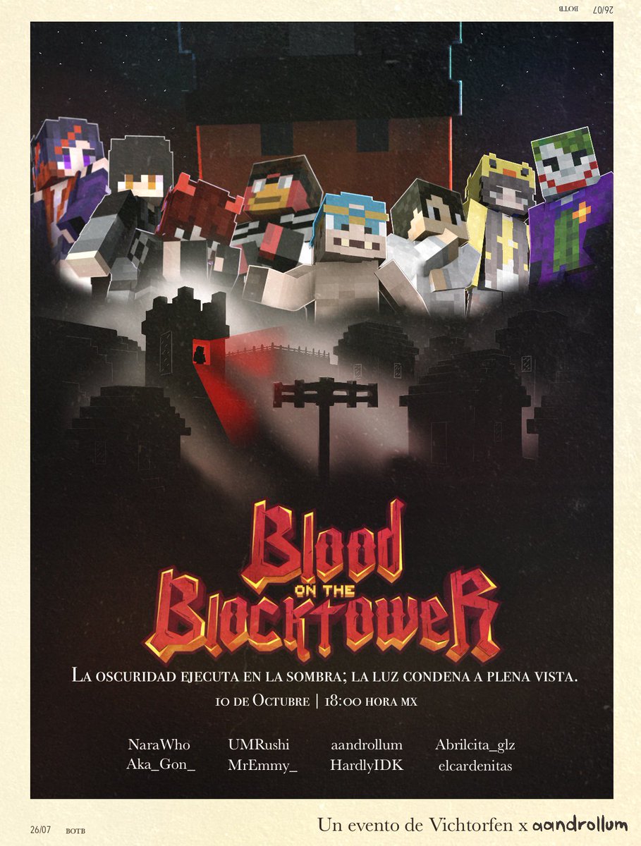 aandrollum's tweet photo. 🔥TENEMOS EVENTAZO🔥
Nos vemos este sábado para unas partidas de mucha traición y mentiras
💀🩸
#BOTB #minecraft https://t.co/e7USZFz6r6