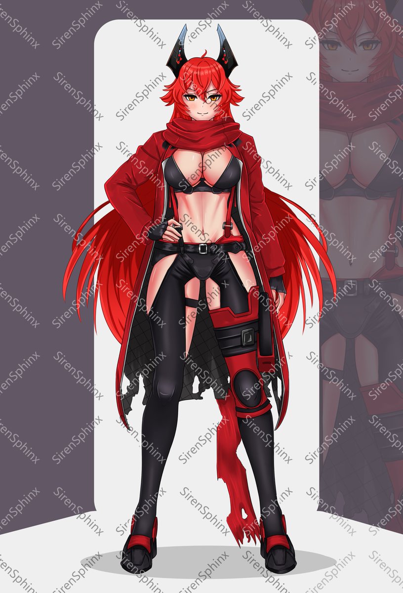 SphinxxSiren_ss's tweet photo. Finally finished Ruby🔥went for a dark red and black vibe with a little bit of attitude lol had a lot of fun working on her and adding all the little details ❤️‍🔥#animeartist #illustration‌‌ #demonart #animeart #demonoc #artㅤㅤㅤㅤ #digitalartㅤ https://t.co/eQYBg9NZCM