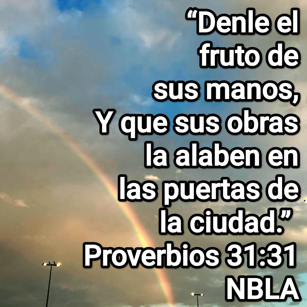 UNAMIGO87327870's tweet photo. #JESUCRISTOReyEterno #DIOSEsBueno #UnVersiculoParaBendecirte #Biblia #Proverbios #MujerDeDIOS
“Denle el fruto de sus manos, Y que sus obras la alaben en las puertas de la ciudad.”
Proverbios 31:31 NBLA https://t.co/hOoBF2jYbZ