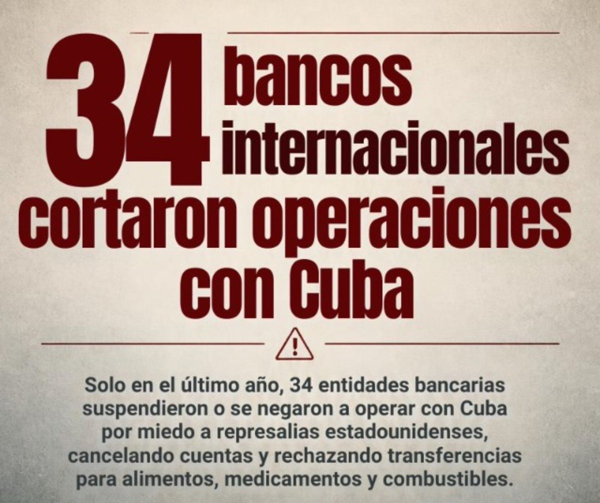 PartidoPCC's tweet photo. El bloqueo económico, comercial y financiero impuesto por Estados Unidos contra Cuba durante más de seis décadas no es una medida política ordinaria. Constituye un acto de terrorismo de Estado y un castigo colectivo contra todo un pueblo, diseñado para producir sufrimiento masivo, impedir el desarrollo y forzar la rendición de una nación soberana.

Lejos de ser una reliquia del pasado, el bloqueo se ha recrudecido hasta niveles sin precedentes en el último año. Entre marzo de 2025 y febrero de 2026, las pérdidas económicas alcanzaron la cifra récord de 8,083 millones de dólares, un 7% superior al período anterior. Los daños acumulados superan los 178,700 millones de dólares a precios corrientes.

Este recrudecimiento se ha materializado en medidas concretas: la Orden Ejecutiva del 29 de enero de 2026 que decretó un bloqueo de combustibles sin precedentes, el mantenimiento de #Cuba en la fraudulenta lista de Estados patrocinadores del terrorismo, y la imposición de sanciones secundarias que intimidan a terceros países, navieras y entidades bancarias para que no comercien con la isla