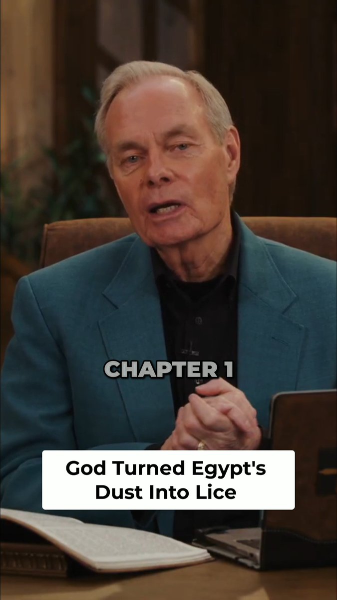 An older man in a teal blazer speaks at a desk with the text 'CHAPTER 1' and a title card reading 'God Turned Egypt's Dust Into Lice.'