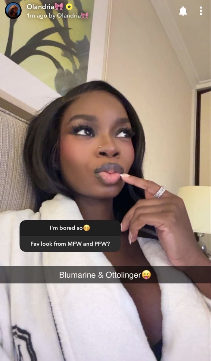 olandriabase_'s tweet photo. Olandria reveals in a series of new Snapchat stories that her Blumarine and Ottolinger looks were her favorite looks from MFW &amp; PFW! 

She also reveals that she’s recovering from her busy schedule, but is happy with how her fashion weeks turned out! 🎀 https://t.co/Rw7oyIJu7o