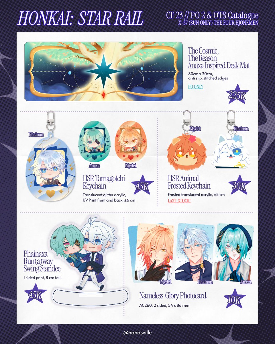 nanasville's tweet photo. {🔁&amp;❤️are appreciated!}

Nanasville's final catalogue is here!

🗓 #CF23 X37 - The Four Hjonkmen (Sunday)
✉️ PO2 open until 10 October 2026
✨ Honkai Star Rail, Genshin, and Originals

#comifuro23 #CF23 #comifuro23catalogue
#cf23catalogue #HSR #GenshinImpact #pocahol https://t.co/pLau8uU2eK