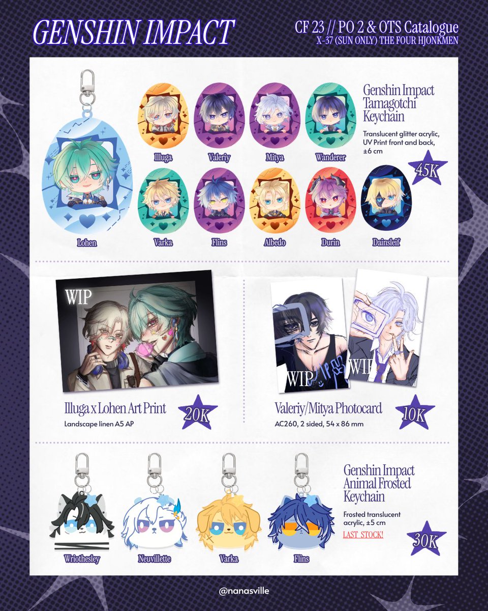nanasville's tweet photo. {🔁&amp;❤️are appreciated!}

Nanasville's final catalogue is here!

🗓 #CF23 X37 - The Four Hjonkmen (Sunday)
✉️ PO2 open until 10 October 2026
✨ Honkai Star Rail, Genshin, and Originals

#comifuro23 #CF23 #comifuro23catalogue
#cf23catalogue #HSR #GenshinImpact #pocahol https://t.co/pLau8uU2eK
