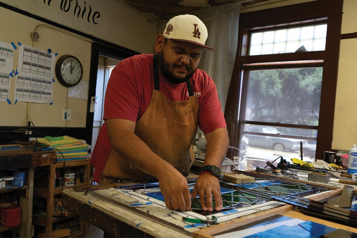 SDSU's tweet photo. For SDSU alumnus David Judson (’92), carrying a 129-year family legacy means honoring the past while shaping what comes next. At Judson Studios, he’s pairing stained-glass tradition with bold innovation. https://t.co/cGzJpyMteB #SDSU #AztecForLife https://t.co/8Ov94BrKTG