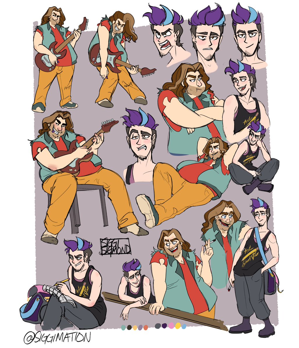 Siggimation's tweet photo. A tattoo artist moves back to his home state only to encounter his high school bully playing bar gigs with his shitty band. 

Do I have a story for them? Yes. 

Will I finally make the comic ive always wanted to? 

We'll have to wait and see.

#comicartist #characterdesign https://t.co/3iH0ouOrIh