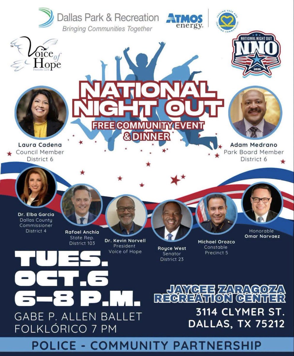 PathtoPinkston's tweet photo. What a great evening celebrating National Night Out in our West Dallas Community. Neighbors, families, schools, community partners, and first responders coming together to build relationships, strengthen connections, and celebrate the community we proudly serve.

Stronger together. West Dallas proud! 💙✨@Tanya_N_Shelton #RII #PoweredIIPerform #BuiltIIWin