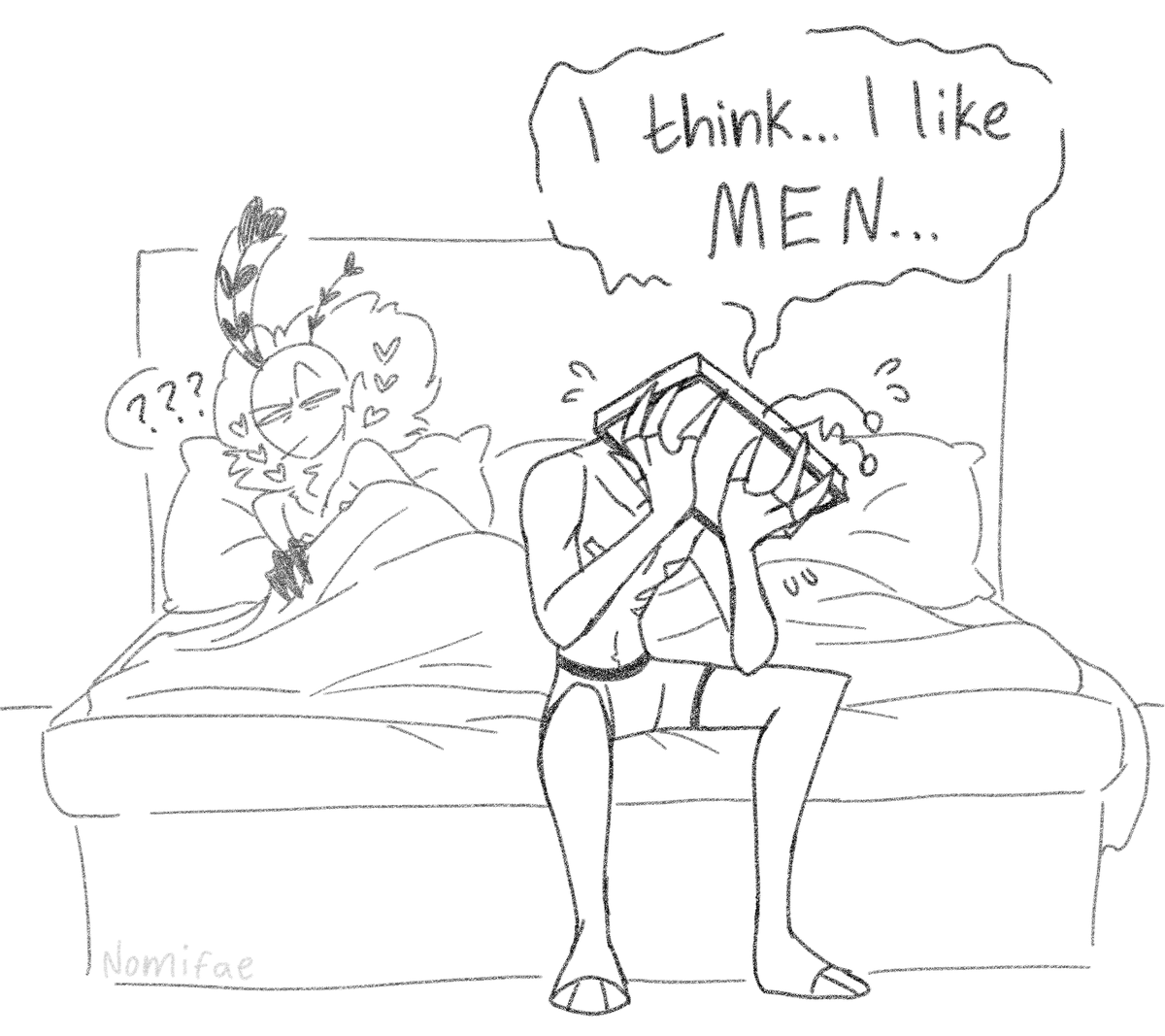 Nomifae_'s tweet photo. Late night realisation 🩷💜💙
(a bit late but he got there)
#staticmoth #hazbinhotelfanart https://t.co/fw5yrUHUr6