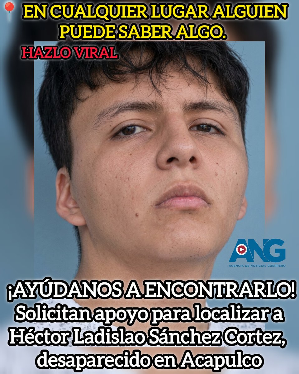 ANoticiasGro's tweet photo. 📍 En cualquier lugar alguien puede saber algo. Hazlo viral🙏🏻

🚨 ¡AYÚDANOS A ENCONTRARLO! Solicitan apoyo para localizar a Héctor Ladislao Sánchez Cortez, desaparecido en #Acapulco
https://t.co/EhelgCHmlH https://t.co/FhYnSqN4Y6