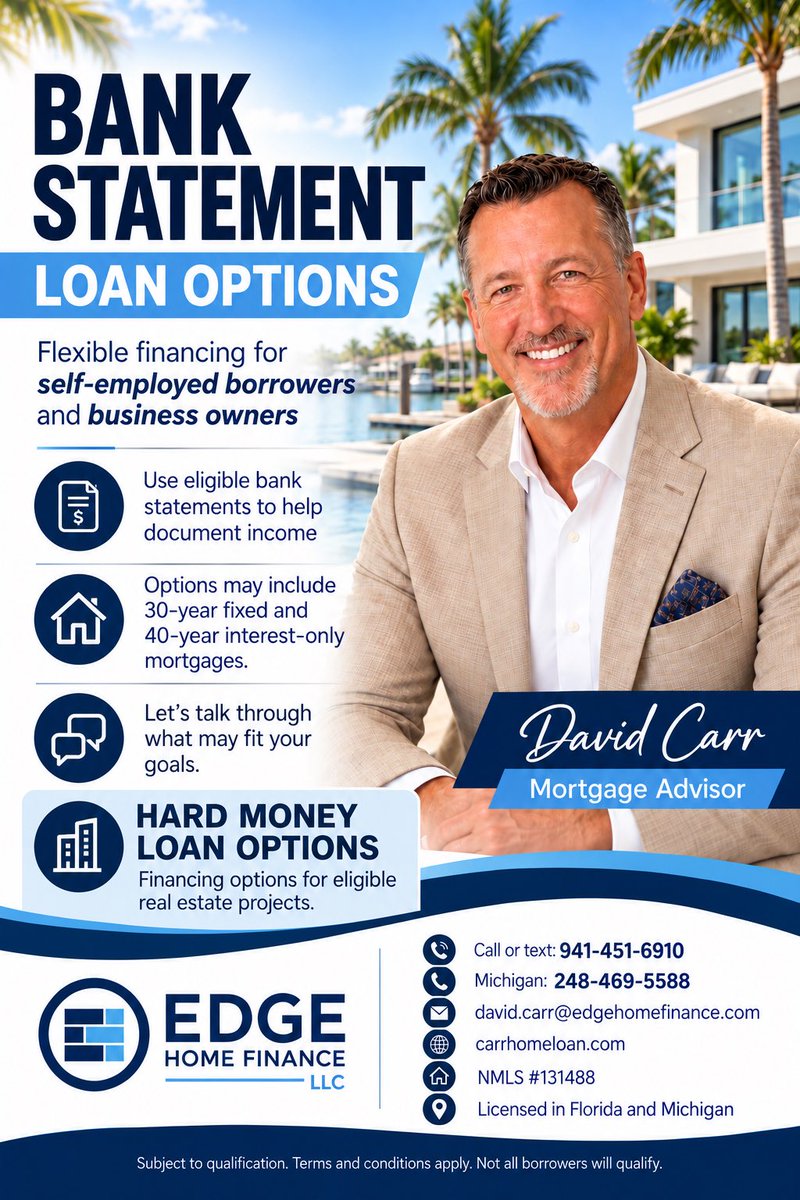 carrhomeloan's tweet photo. SELF-EMPLOYED? EXPLORE BANK STATEMENT LOANS | HARD MONEY OPTIONS AVAILABLE

Tax returns don’t always tell the whole story of a self-employed borrower’s income. Bank statement loan options may offer another way for eligible borrowers to document income when buying or refinancing. https://t.co/CBgKSfJqyc