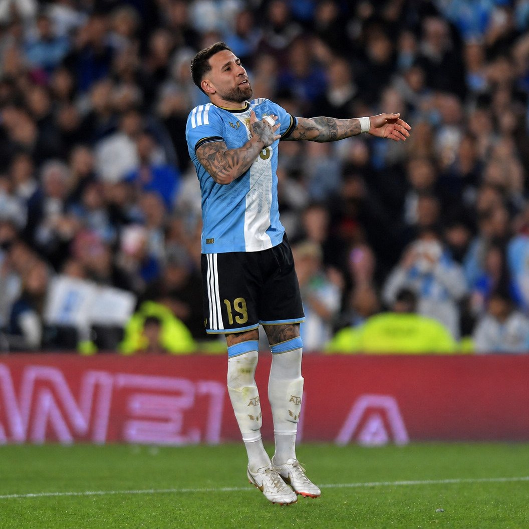 TyCSports's tweet photo. 🫡🇦🇷 ¡GOLAZO, OTA!

Nicolás Otamendi abrió el marcador para la Selección Argentina ante Benín en su último partido con la Albiceleste. https://t.co/wZPKeCZSRB