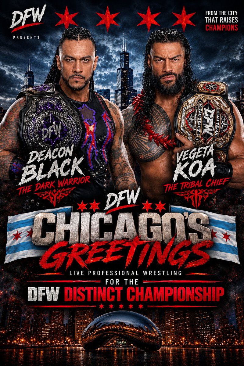 DFW_Wrestling's tweet photo. In order to cement himself as the future, he must knock down One of the All Time Greats!

@DeaconBlackDFW defends the DFW Distinct Championship against DFW Hall of Famer and DFW Tag Team Champion, @KingKoa_DFW!

November 1 || DFW Chicagos Greetings! https://t.co/7sQUEnBQvq