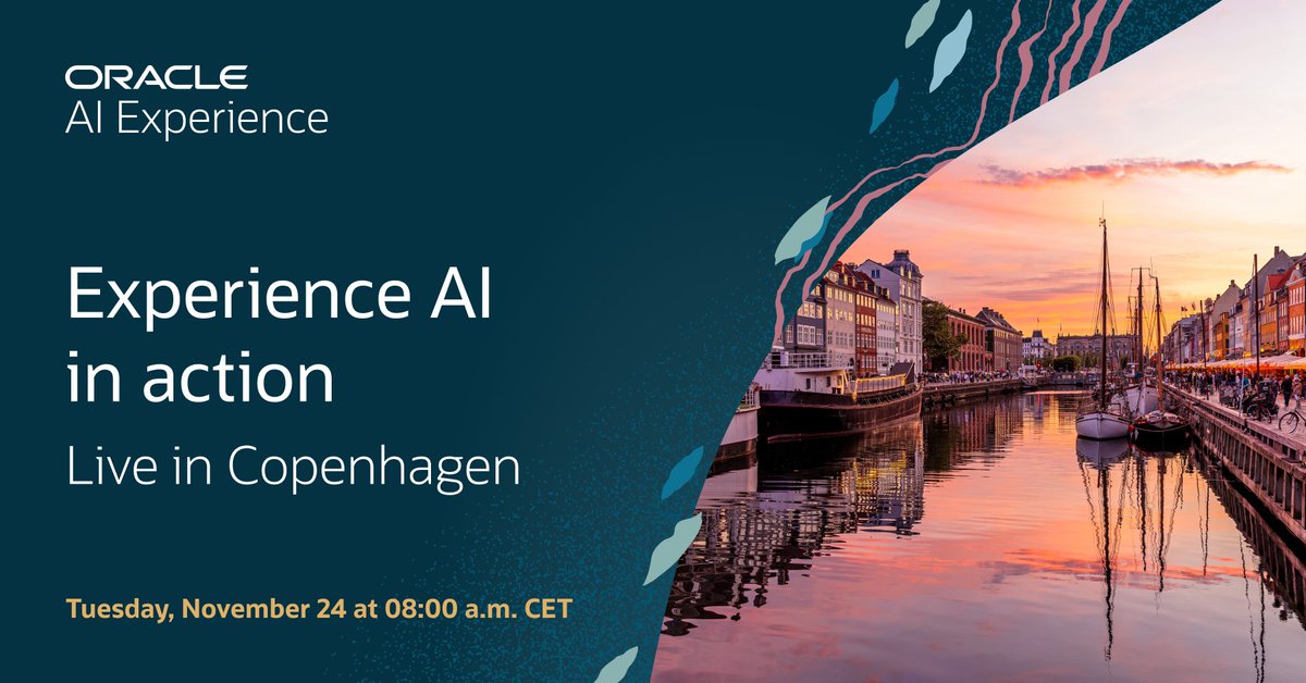 sunilkhunteta's tweet photo. Join Oracle for a one-day experience where AI agents come to life. Explore the foundation for the agentic enterprise, hear from AI experts and customers, choose from hands-on labs, join executive discussions on enterprise AI strategy, governance, and more. https://t.co/Q7zeS61Zbs https://t.co/QRpDp425z2