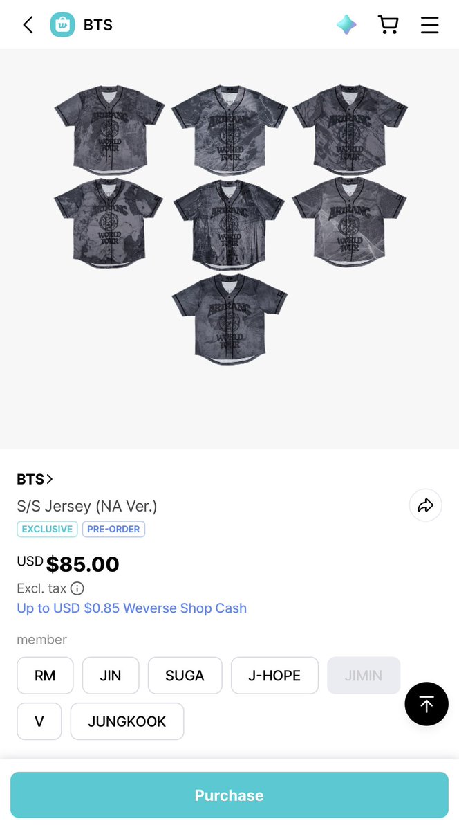 sirenjmn's tweet photo. my coworker wanted me to help her buy a jimin jersey and of course he is the only one sold out on weverse usa.😭 https://t.co/b2CHrkmrpu