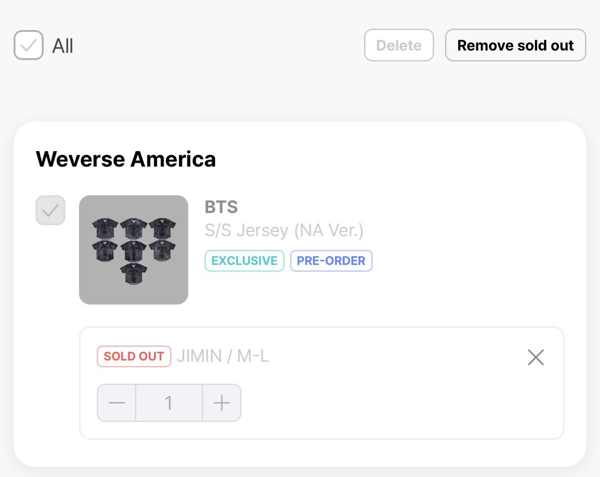 sirenjmn's tweet photo. my coworker wanted me to help her buy a jimin jersey and of course he is the only one sold out on weverse usa.😭 https://t.co/b2CHrkmrpu