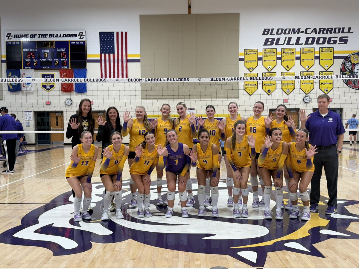 BCBulldogsVB's tweet photo. With a win tonight over Fairfield Union (25-8 25-8 25-15) varsity win our 5th straight MSL Buckeye outright championship💜🏐💛 https://t.co/EiJJboQGKh