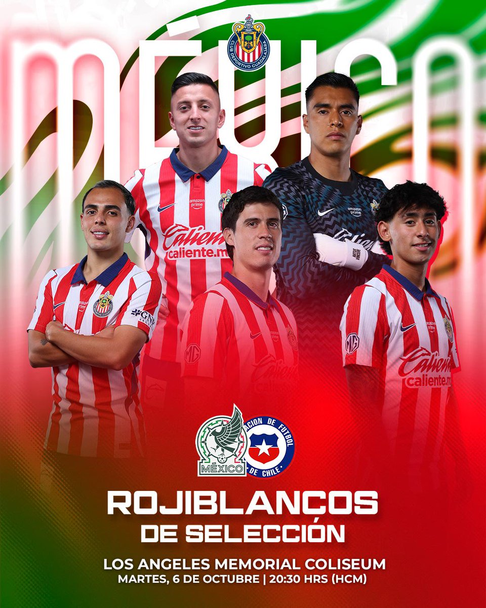Chivas's tweet photo. 🙌🏼 ¡Mucho éxito en su encuentro de esta noche, #RojiblancosDeSelección! 🇲🇽 https://t.co/MbHLmpoQzK