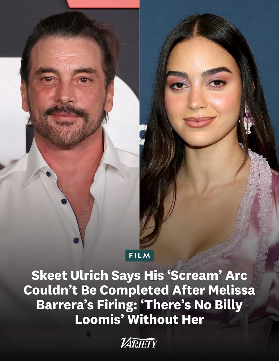 Variety's tweet photo. "Scream" star Skeet Ulrich has opened up about not being able to complete his "three-film arc" after co-star Melissa Barrera was fired from the franchise:  

"Without Melissa Barrera and Sam Loomis, there’s no Billy Loomis. He was in her head. They had their chance at it and didn’t quite get to complete the three-film arc that they talked to me about.”

https://t.co/gOzeLgNt70