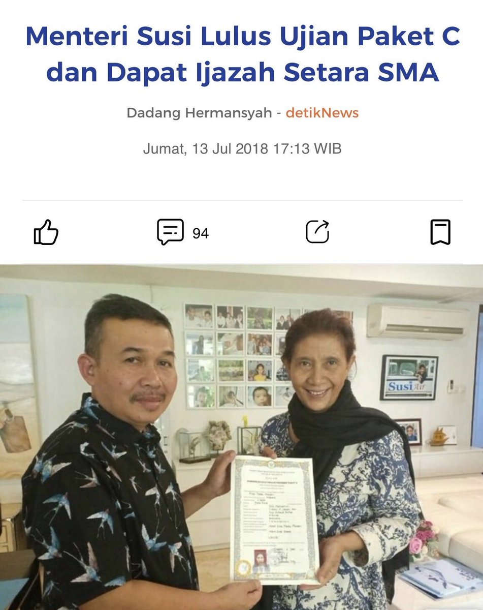 txtdaritaxpayer's tweet photo. Pejabat kejar Paket C bukanlah aib. Bu @susipudjiastuti pernah mencontohkannya.

Yg aib itu kalau anak plonga-plongo dikarbit bapaknya, aturan diubah oleh pamannya, punya suket tapi ijazah SMA nya ga ada, lalu setelah dapat jabatan pun tetap gak bisa apa-apa. https://t.co/3apD20zr8s