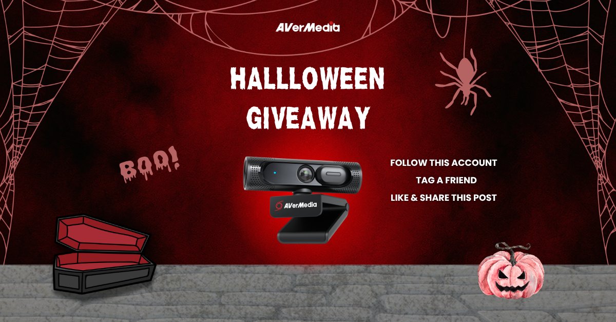 AVerMedia's tweet photo. Make sure your webcam resolution is not the thing that is giving you nightmares! Enter our Halloween Giveaway to win our 1080p60 Wide Angle Webcam PW315! 🕷️🕸️

How to join:
-Follow @avermedia
-Like and Retweet
-Tag one friend

Giveaway ends October 14, 2026. Winner announced October 15, 2026.

Giveaway Rules: Open to US and Canada residents only. Prize can only be shipped within US and Canada.