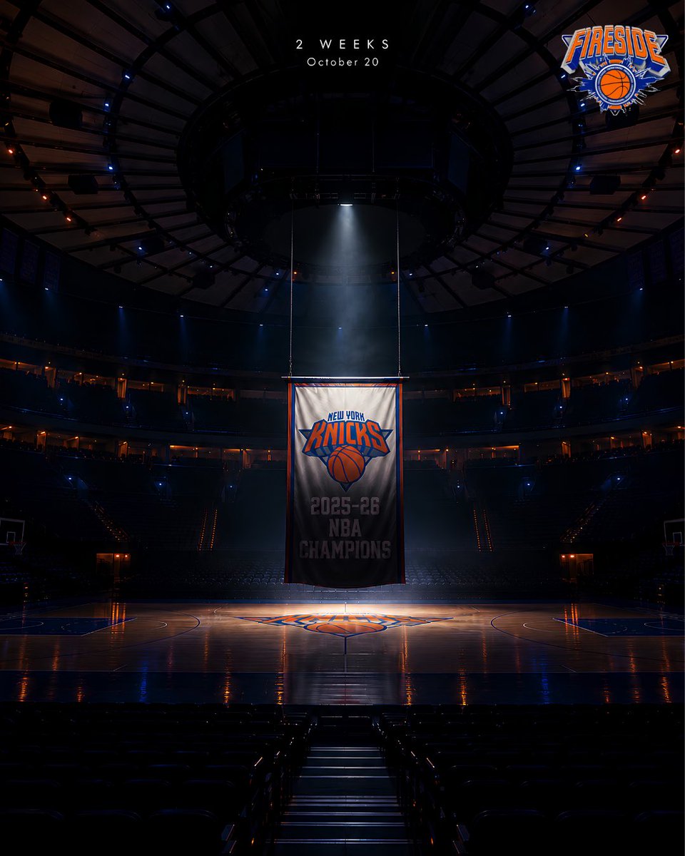 FiresideKnicks's tweet photo. In 2 weeks, the banner goes up. 🏆 https://t.co/VWYVXTIYN2