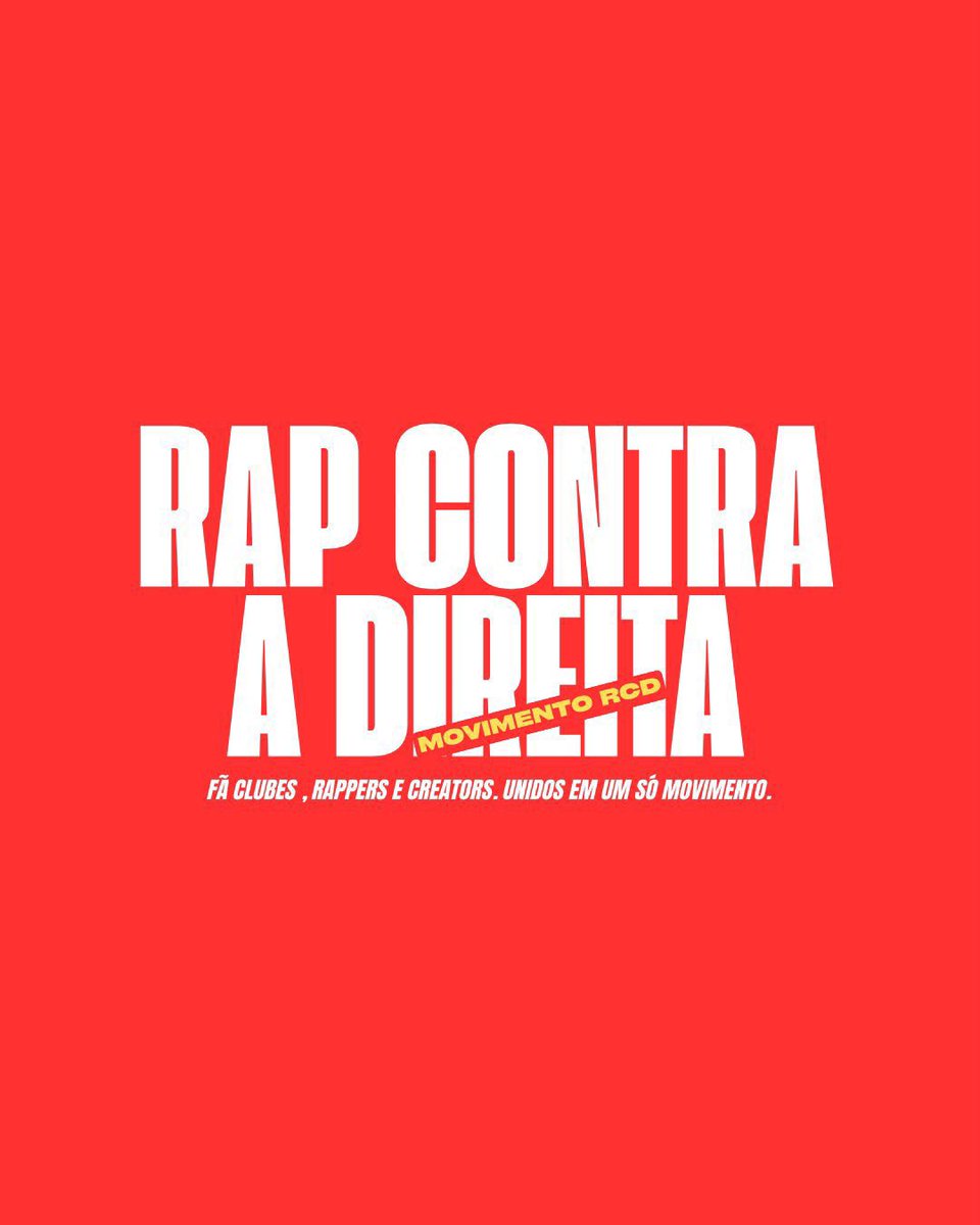 vishmidia's tweet photo. 🚫 RAP CONTRA A DIREITA — movimento de fã-clubes, rappers e creators.

O #RDC nasce para ampliar o debate político na cultura e incentivar um voto consciente.

O rap tem lado: o de quem luta por direitos, igualdade e comunidade.

Nossa história não é neutra.
#RAPCONTRADIREITA https://t.co/QWsI6HvO2D