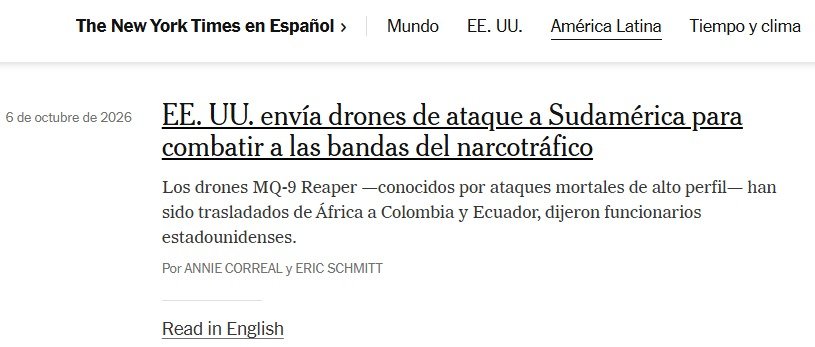 sandra_chindoy's tweet photo. 🛑ATENCIÓN URGENTE 🛑
Estados Unidos envía drones de ataque a Sudamérica. Y el congreso qué?
¡Señor @AbelardoPTE USTED ESTÁ ROMPIENDO LA CONSTITUCIÓN! No sea descarado.
¿Drones militares de EE. UU. en Colombia sin pasar por el Congreso? https://t.co/u2xZcAywiL
