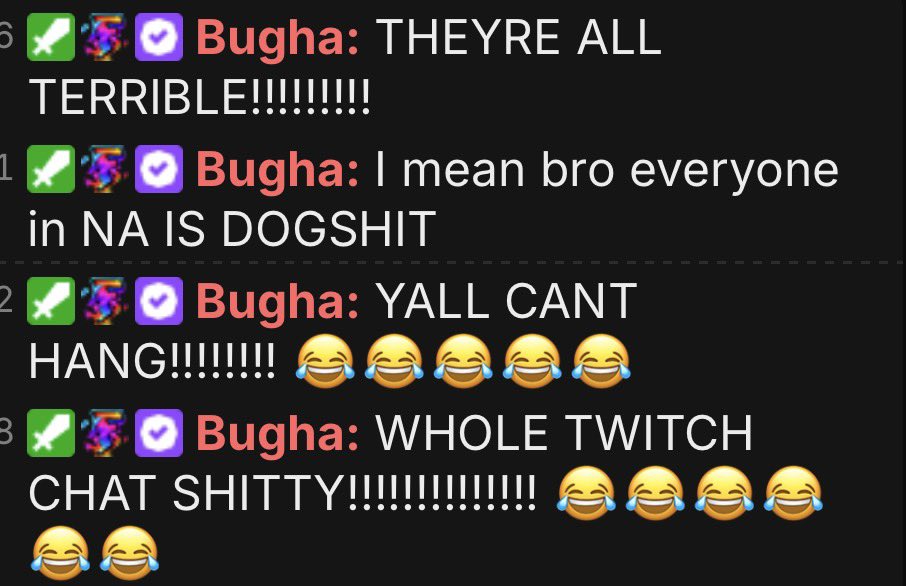 voidfnx1_'s tweet photo. Bugha says Everyone in NA right now is Horrible 😬 https://t.co/9XAeb1p2mn