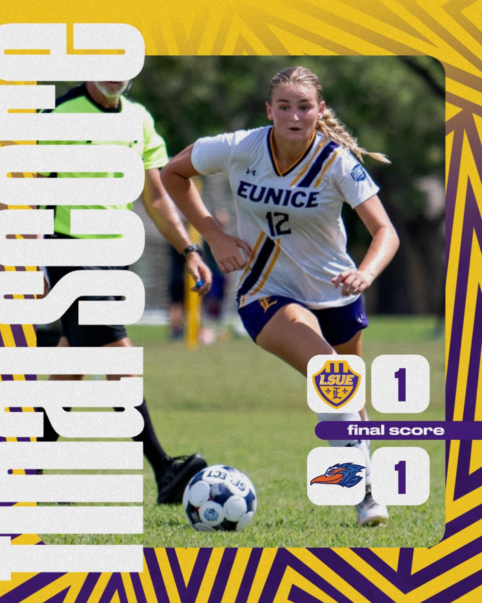LSUEBengalsWSOC's tweet photo. LSU Eunice gets an equalizer at the death to draw Angelina 1-1.  Mallory Dupre sends a rebound in the box past the Roadrunner keeper in the 89th minute after LSUE knocks on the door all evening.

#GeauxBengals
#EarnYourStripes https://t.co/hbb1cpbBre