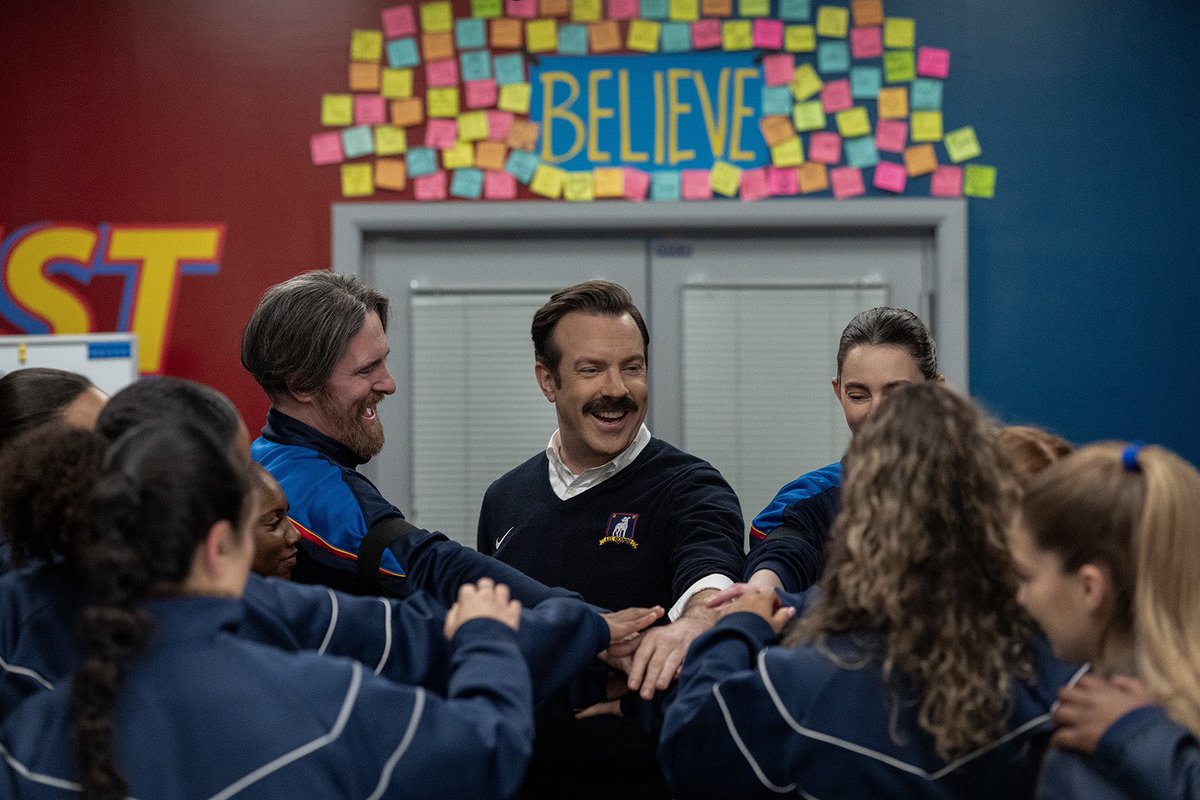 AppleTV's tweet photo. Believe on three.

All episodes of #TedLasso are now streaming. https://t.co/P1Y5BD0Blt