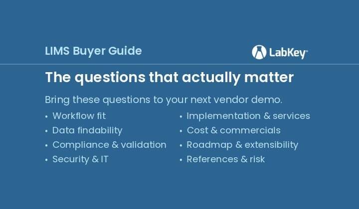 LabKey's tweet photo. Most LIMS buying advice is a feature checklist. Ours is a list of questions to ask any vendor, not just us: https://t.co/bTg96NkrJs https://t.co/JoPWRrNb79