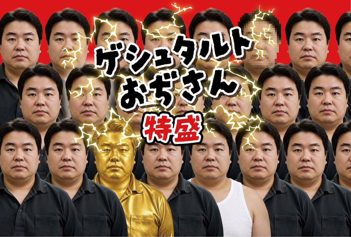 kskdaze's tweet photo. 今度のゲムマで「ゲシュタルトおぢさん特盛」というボドゲを出します。

普通のおじさんに混じる異変おじさんをスピード勝負でゲットするゲームです！

https://t.co/y5B1X6YlyD

#ゲムマ2026秋 https://t.co/qlAAvtugmu