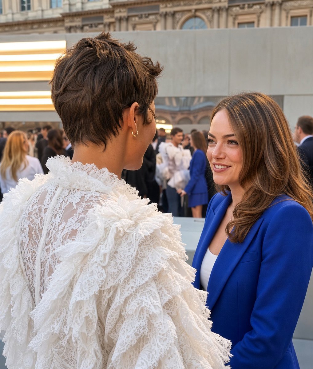 AB_THE_BOSS's tweet photo. Emma Stone and Zendaya at the Louis Vuitton SS27 Show in Paris. Too much talent in one frame. https://t.co/dWo9o20zah