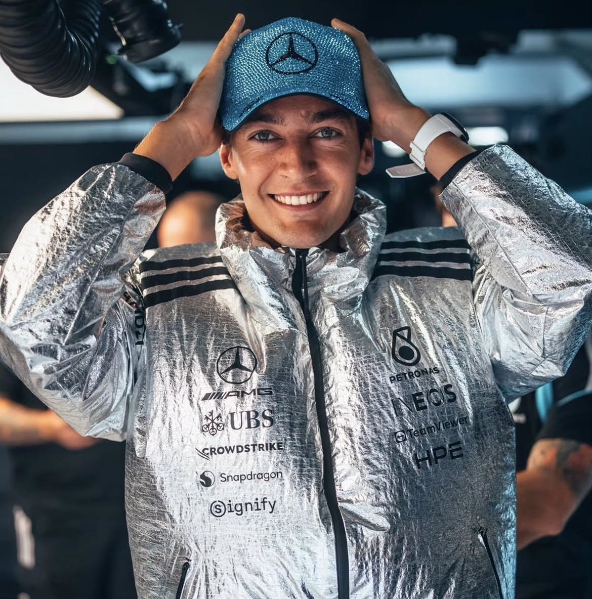 gothgax's tweet photo. He really loves that sparkly cap and showed it to everyone🩵 https://t.co/ytYyrHlRzF