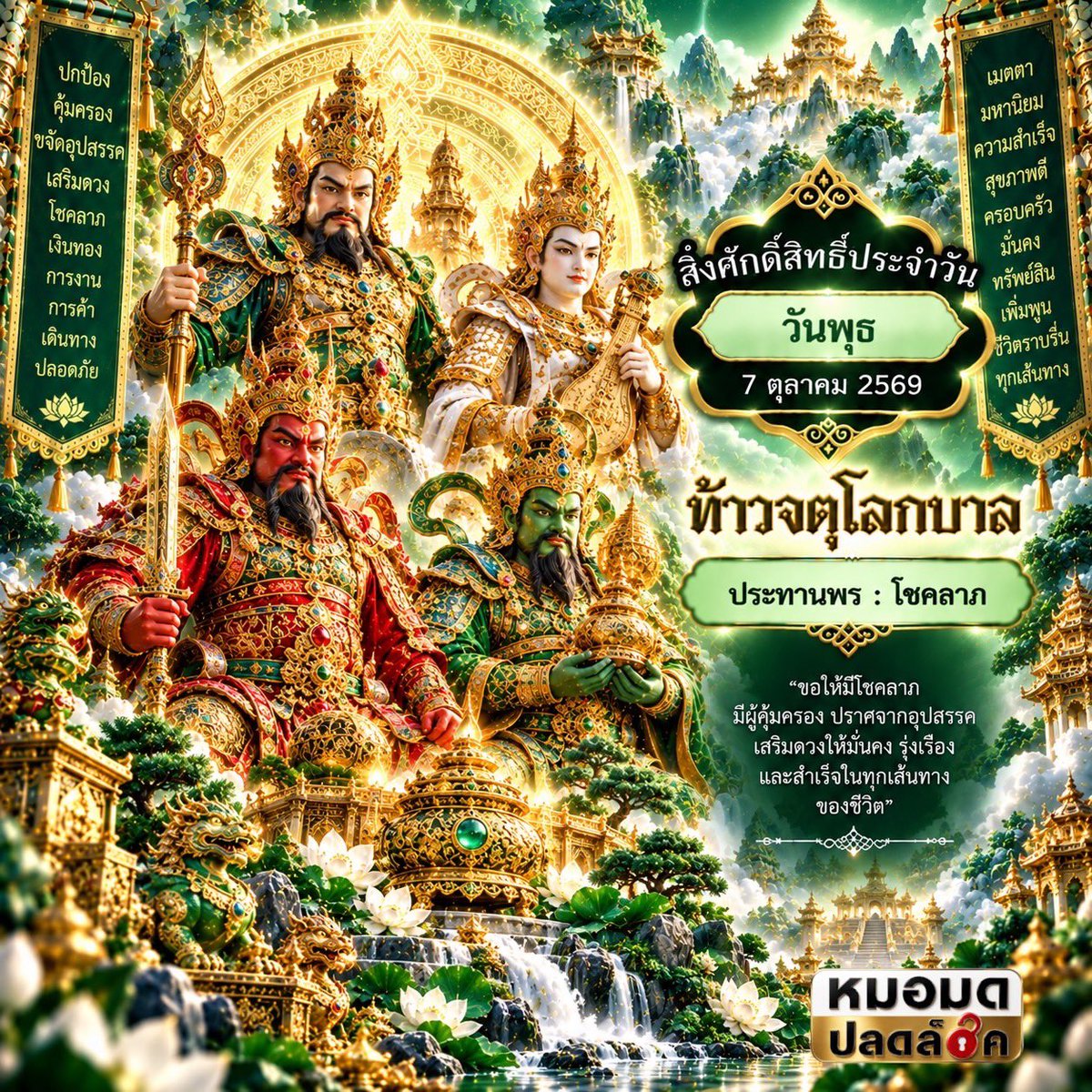 MormodPlodlock's tweet photo. สิ่งศักดิ์สิทธิ์เสริมดวง ประจำวันที่ 7 ตุลาคม 2569

#ท้าวจตุโลกบาล 
#ปลดล็อคไลฟ์Daily
#LifeTips
#Upgradeชีวิต
#มูอย่างมีสติ
#สายมูยุคใหม่

*เคาะสองครั้งแล้วขอพร*

📥 ปรึกษา #ดูดวง #ฮวงจุ้ย #ฤกษ์มงคล ปลดล็อคเฉพาะบุคคล และ #ปลดล็อคคลับ ติดต่อที่ ข้อความ ครับ 

#หมอมดปลดล็อค https://t.co/Y3KaUAANgp