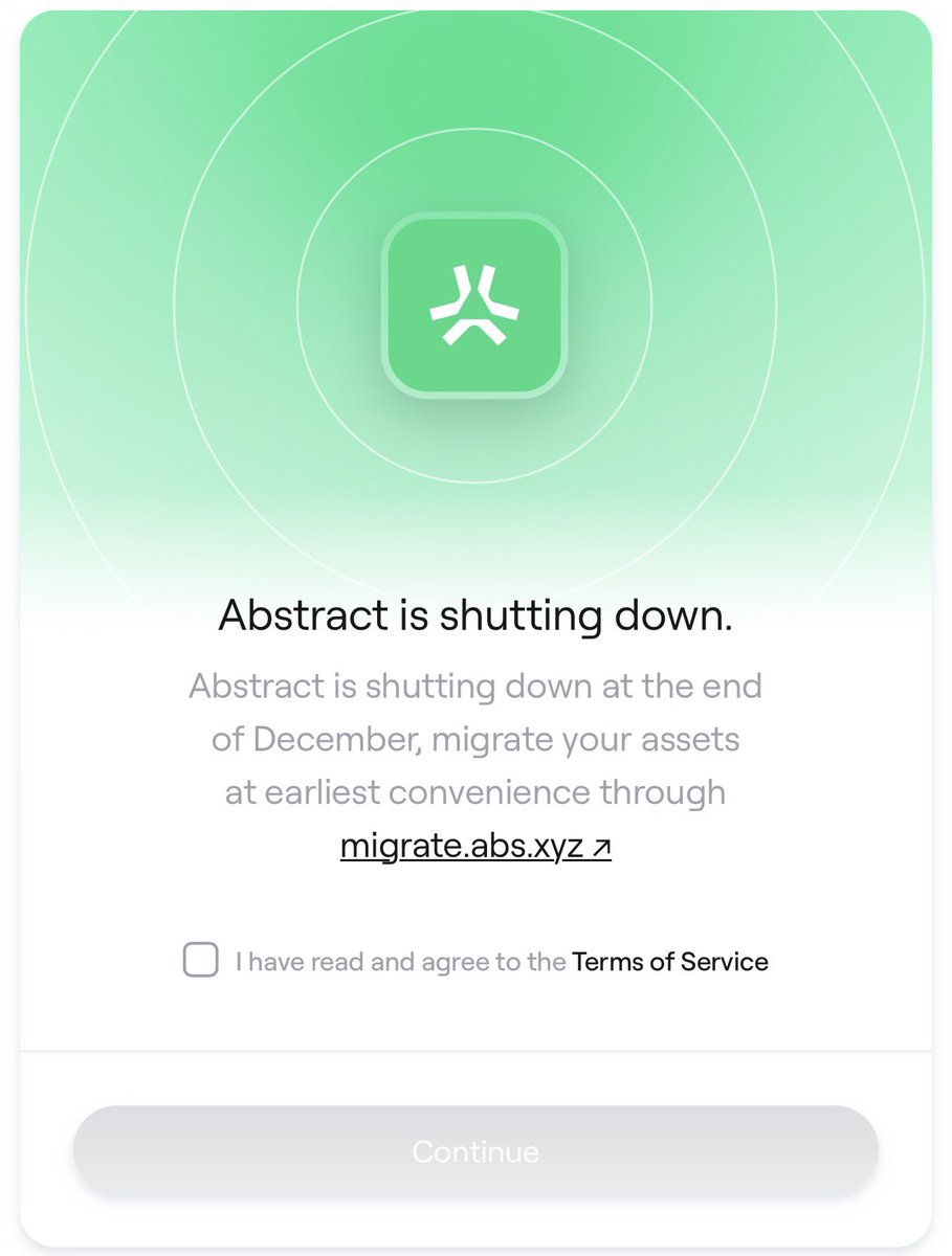 IamShugyo's tweet photo. This is wild. 

Abstract is forcing users who want to migrate funds to agree to terms of service that prevent them from being part of a class action lawsuit.

Users have the option to email within 30 days of acceptance but they have 100% buried this hoping people don’t notice https://t.co/XfCxx2n0s1
