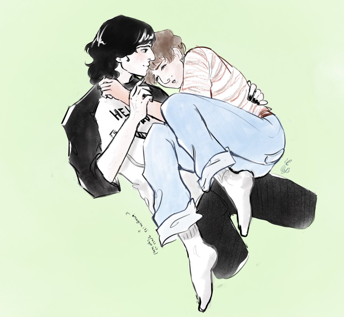 Elliecleradin's tweet photo. Day 6 ⭐️🌀- Hellcali

Byler cuddle but its hellcali 🥹
#bylerktober #hellcali #byler https://t.co/Lvz6rI0wnK