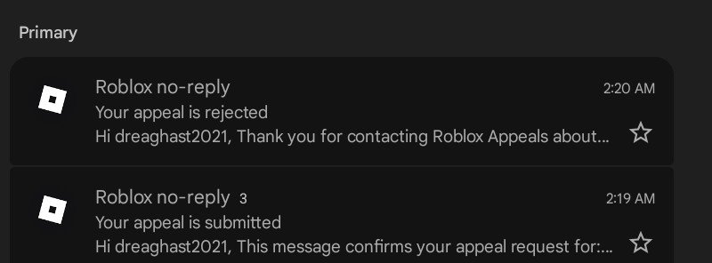jayyy4558's tweet photo. Roblox has falsely banned me and switched the supposed account that was linked to my roblox account from being from a gmail of gu to now a ra. 
I hope my roblox account gets unbanned https://t.co/7S72dXS8zR
