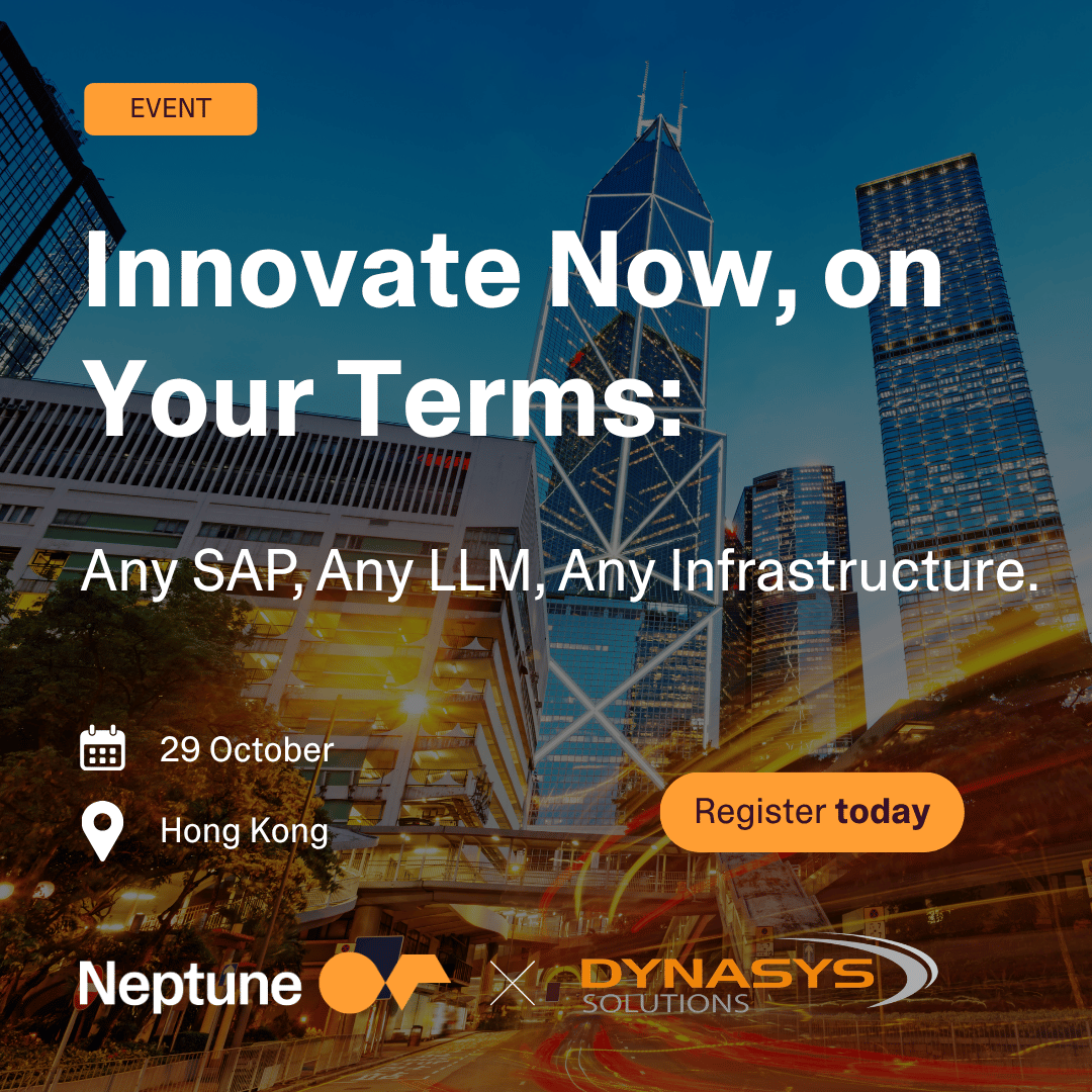 NeptSoft's tweet photo. Your SAP roadmap shouldn’t decide how quickly you can innovate.

Join DynaSys and Neptune in Hong Kong to explore how organizations can modernize SAP, connect business processes, and put AI to work today.

👉 Register: https://t.co/1UiHmRNu8p
#SAP #AI #NeptuneSoftware #HongKong https://t.co/QJPi9U05de