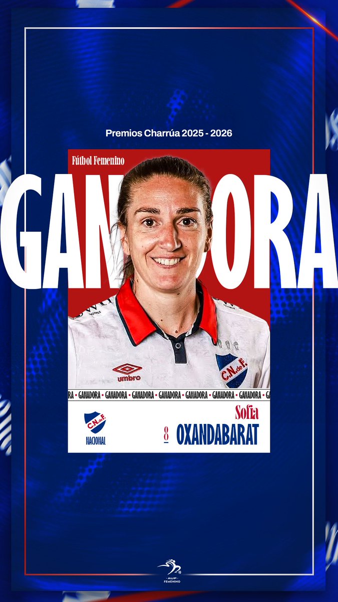 AUFfemenino's tweet photo. 🏆 ¡𝗙𝗘𝗟𝗜𝗖𝗜𝗧𝗔𝗖𝗜𝗢𝗡𝗘𝗦! 

Sofía Oxandabarat obtuvo el Premio Charrúa a la mejor jugadora de la temporada 2025-2026.

El evento fue realizado por el @CPDUoficial.

#EllasJuegan https://t.co/fiJQlNGZWE