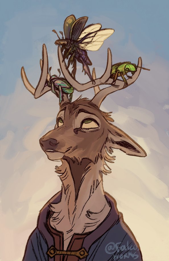 Falco_works's tweet photo. Day 4 -- Antlers

Raising scarabs with intact wings to be tame housepets required a good deal of patience, but having a built-in perch made for a decent enough icebreaker. https://t.co/WvLDAPnuwy